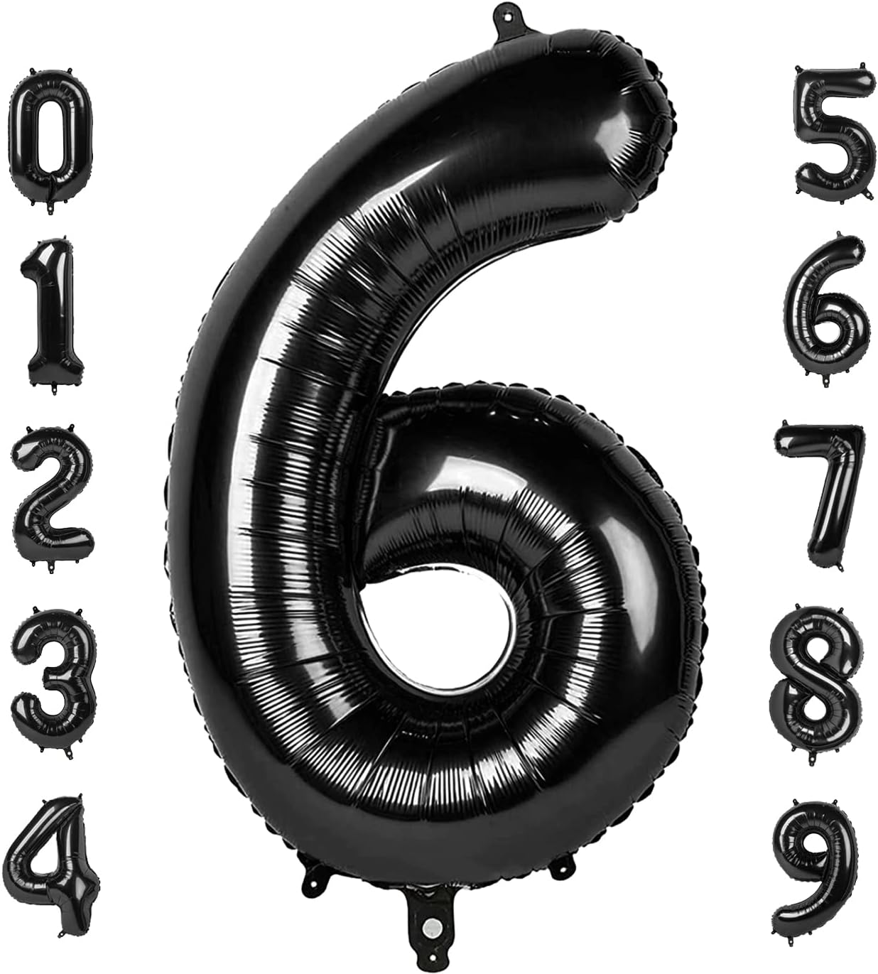 Skiennix 40-Inch Number Balloons - 6th Birthday Party Decorations for Boys & Girls | Black 16-60-61-65