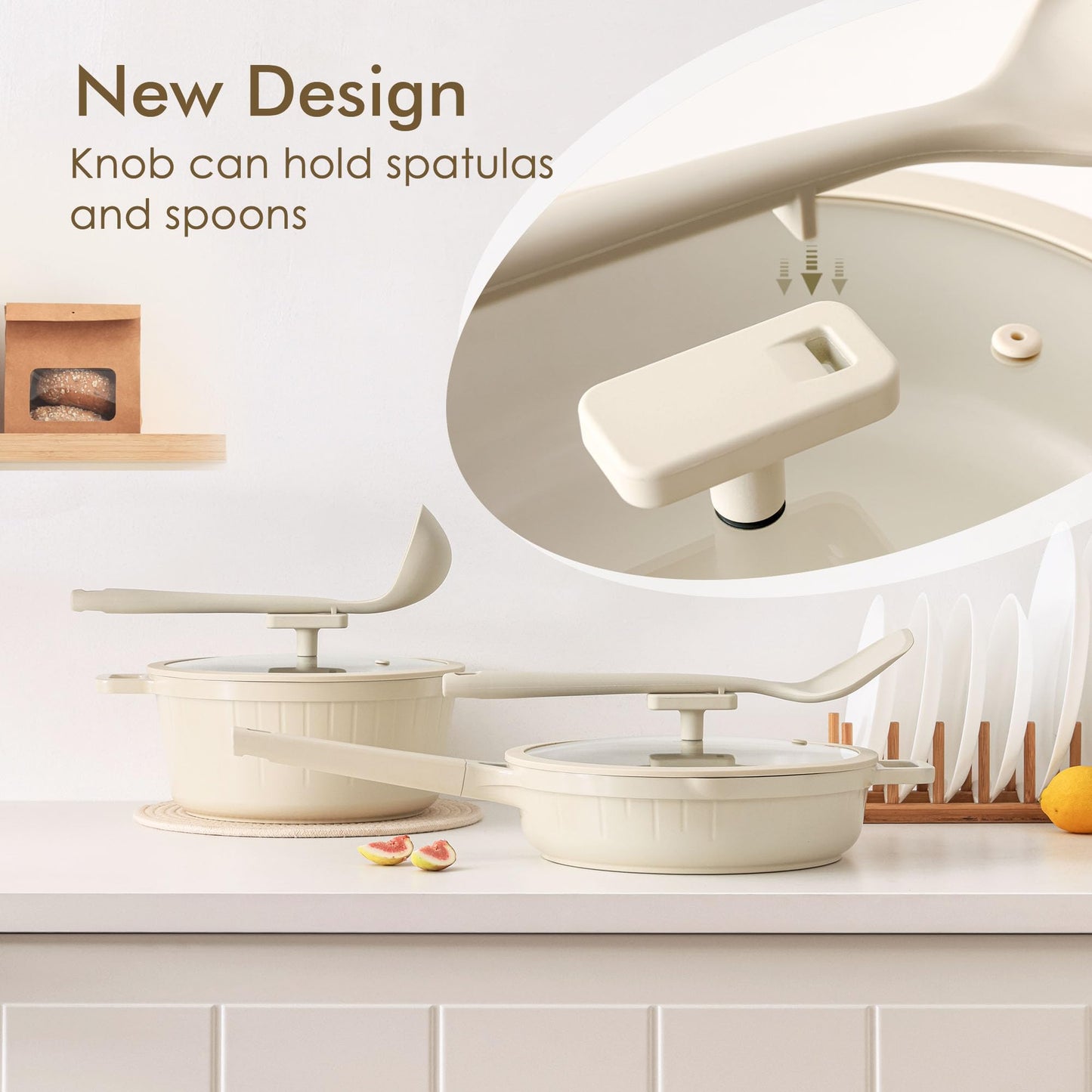 SENSARTE Ceramic Cookware Set Non-toxic 14 Pcs, Nonstick Pots and Pans Set, Dishwasher Safe Induction Cookware, Healthy Kitchen Cooking Set, PFOA/PFAS/PTFE Free