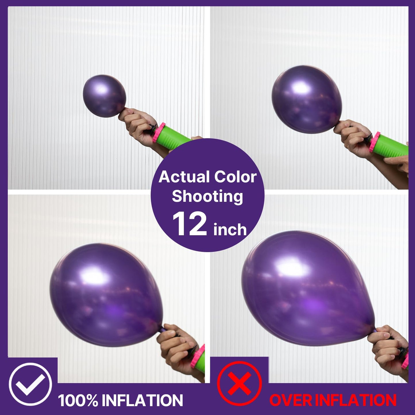 PartyWoo Metallic Purple Balloons 100 pcs 12 Inch Chrome Purple Latex Helium Balloons for Mardi Gras Graduation Wedding Baby Shower Anniversary Birthday Party Decorations Purple-G105