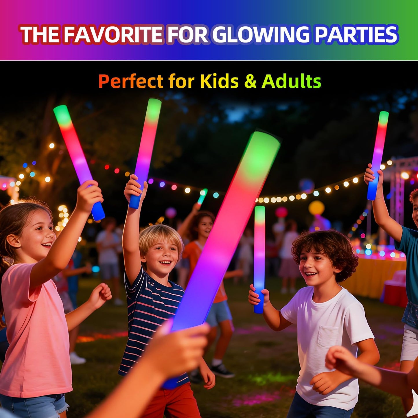 Blu7ive 20 PCS Foam Glow Sticks Party Favors led foam sticks 3 Modes Light Up Glow Sticks Multicolor glow in the dark party supplies,DJ Wands, Concert, Birthdays