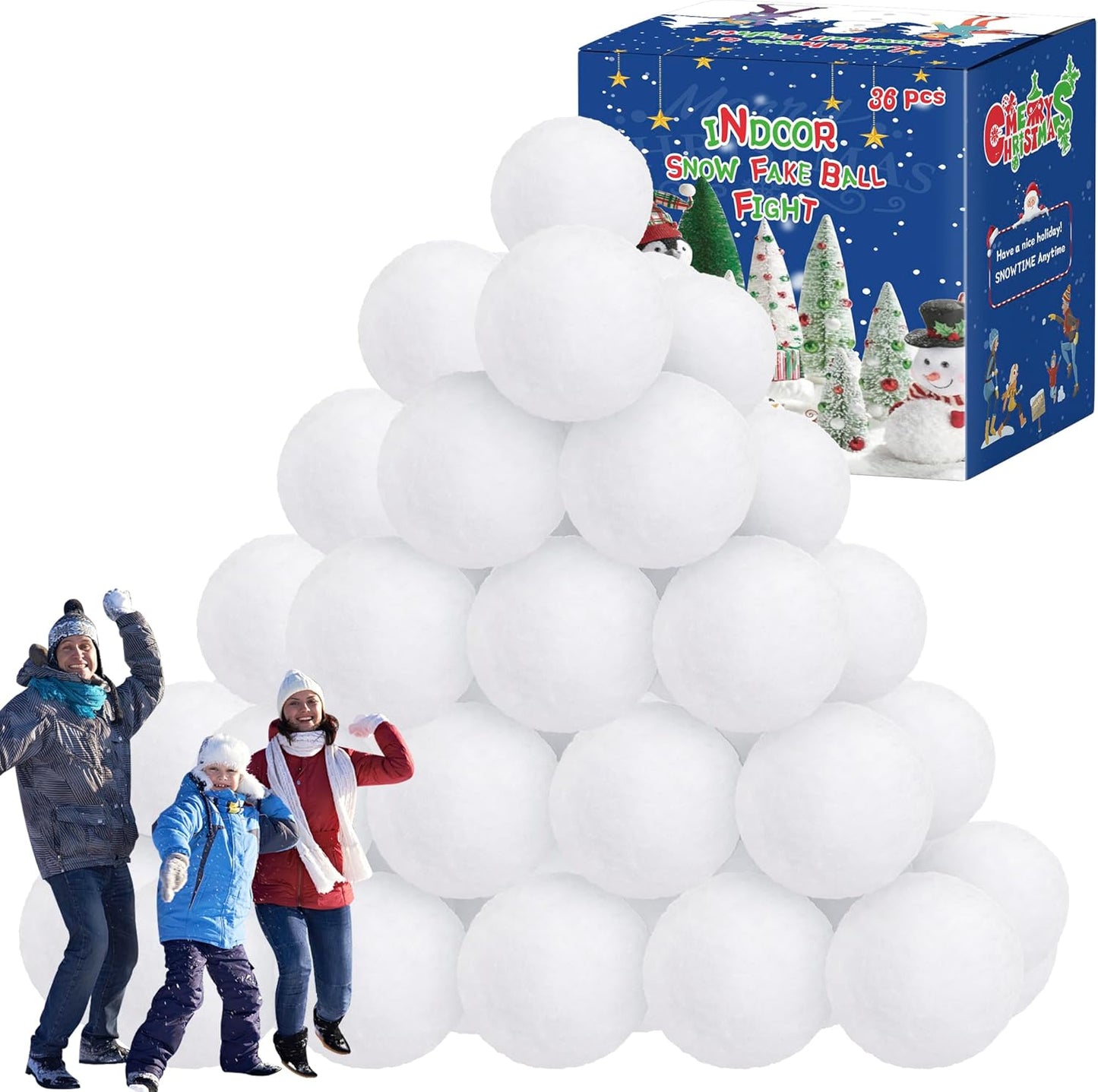 Skiennix 36 PCS Plush Snow Balls - Soft Indoor Snow Ball Fight Set for Kids | Perfect Christmas Gift