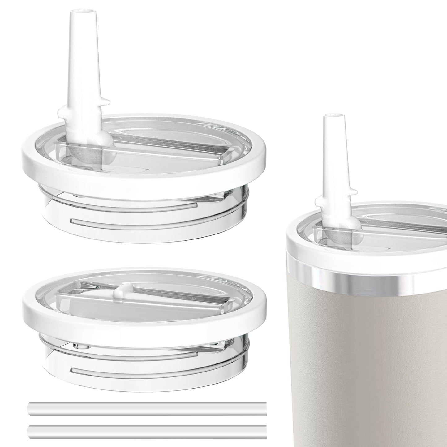Miavers 2Pack 40oz Tumbler Flip Straw Lid Replacement suit for Stanley Quencher cup,leak proof and spill resistant tumbler lid, convenient Tumbler Cover applicable to Stanley 40oz tumbler (White)