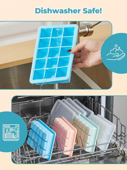 FOHERE Ice Cube Tray - Flexible BPA-Free Silicone Trays | 4-Pack, Easy Release & Stackable Design