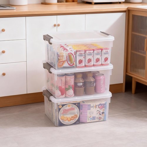 Citylife 17 QT Plastic Storage Bins - Stackable Latching Containers for Organizing Home & Garage | Clear Box