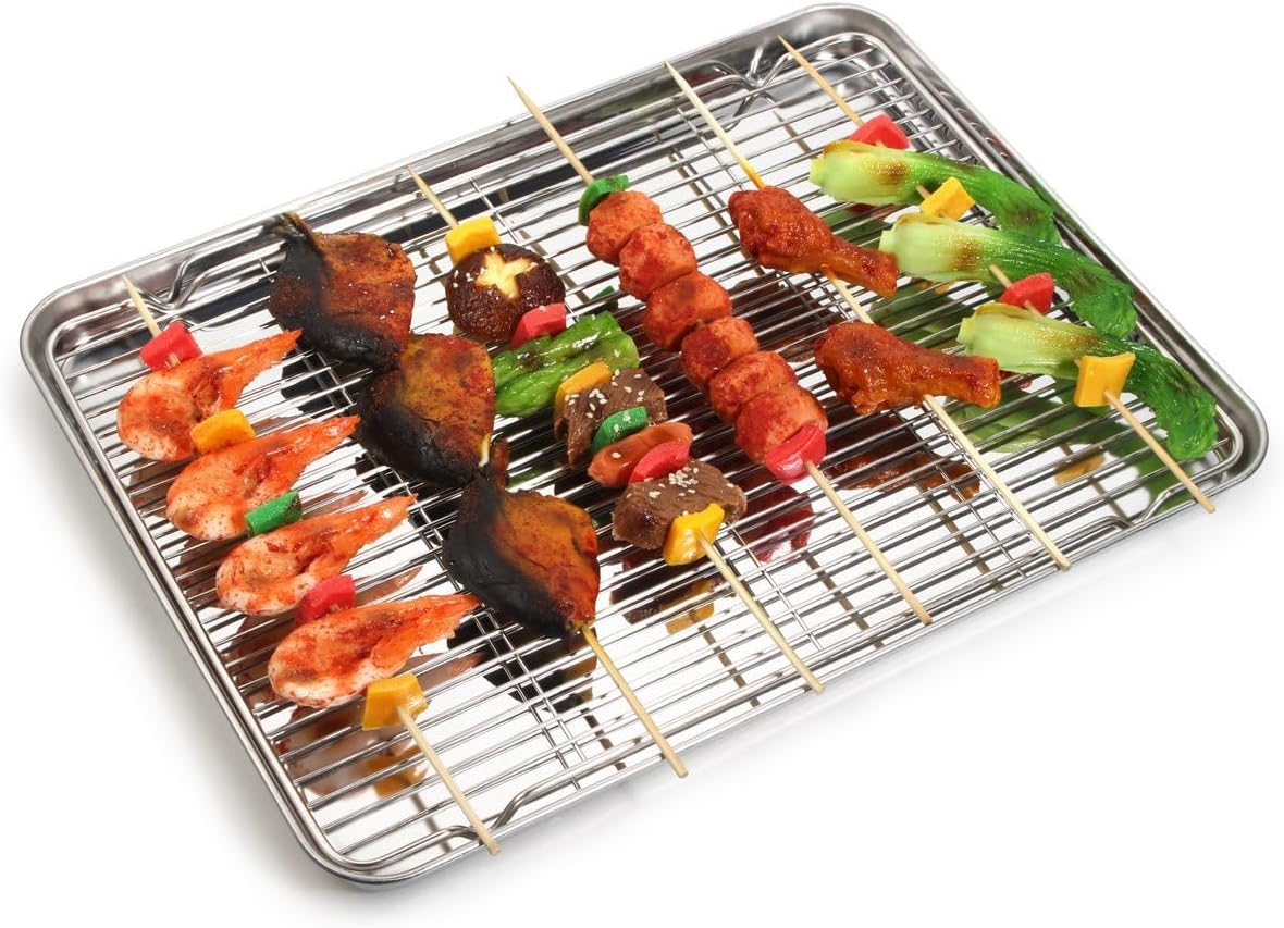 Yododo Baking Sheet Set - Stainless Steel Cookie Sheets with Cooling Racks | 12-Inch, Non-Toxic & Easy Clean
