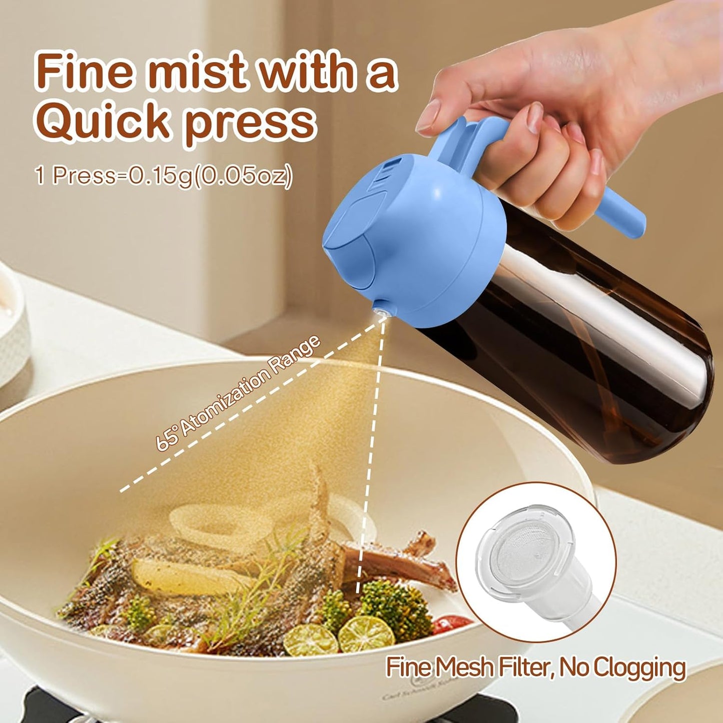 YARRAMATE 16oz Dark Brown Oil Sprayer - Food-Grade 2-in-1 Olive Oil Dispenser for Cooking & BBQ