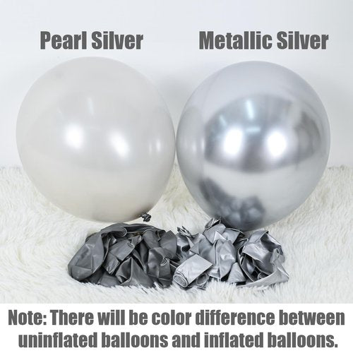 Black and Silver Balloons, 60 Packs 12 Inch Chrome Metallic Silver Balloons and Confetti Balloons, Black White Silver Balloon for Wedding Engagement Birthday Halloween Decorations