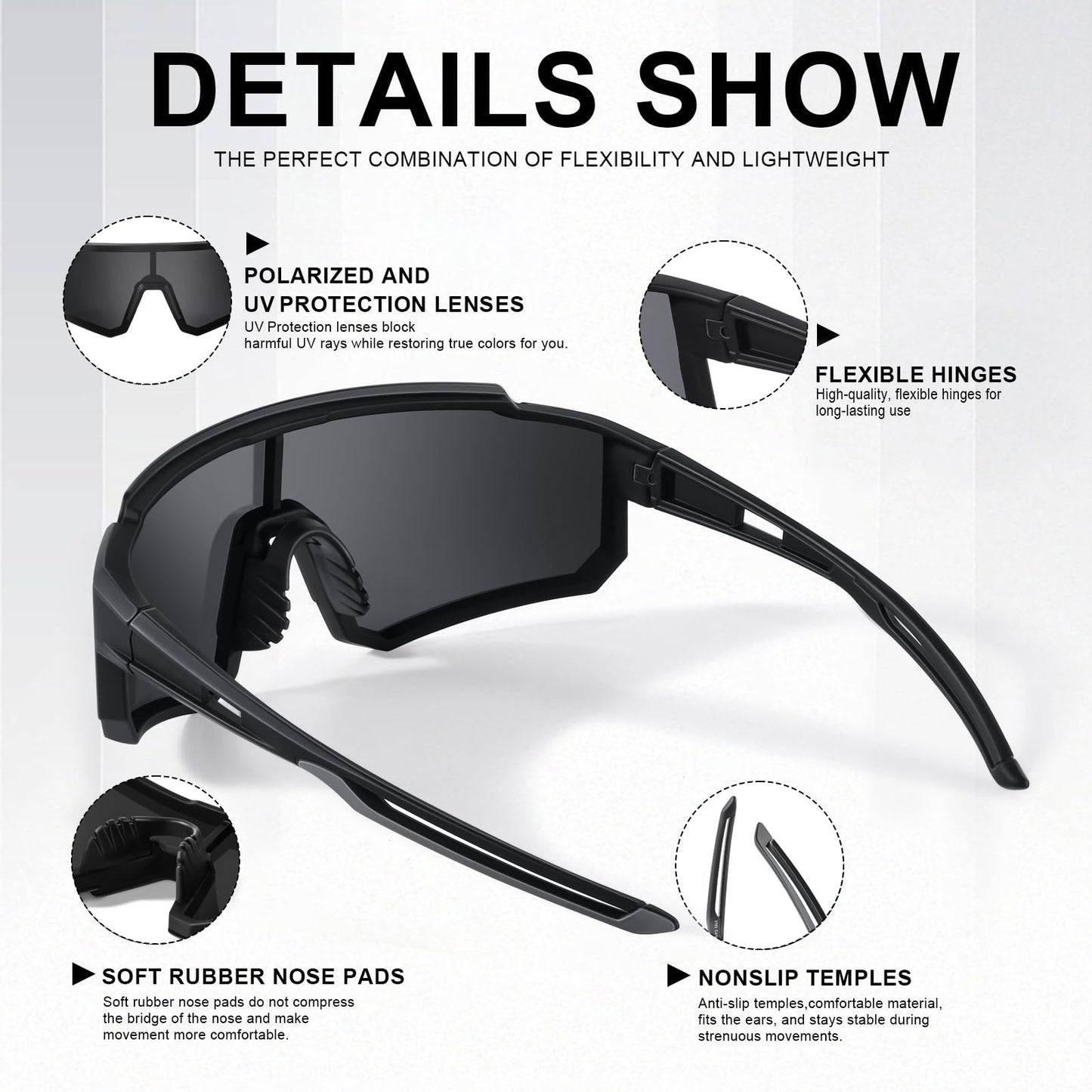 TURBOPEP Polarized Sports Sunglasses for Men and Women,Fishing Cycling Mountain Bike Baseball Sunglasses with UV Protection