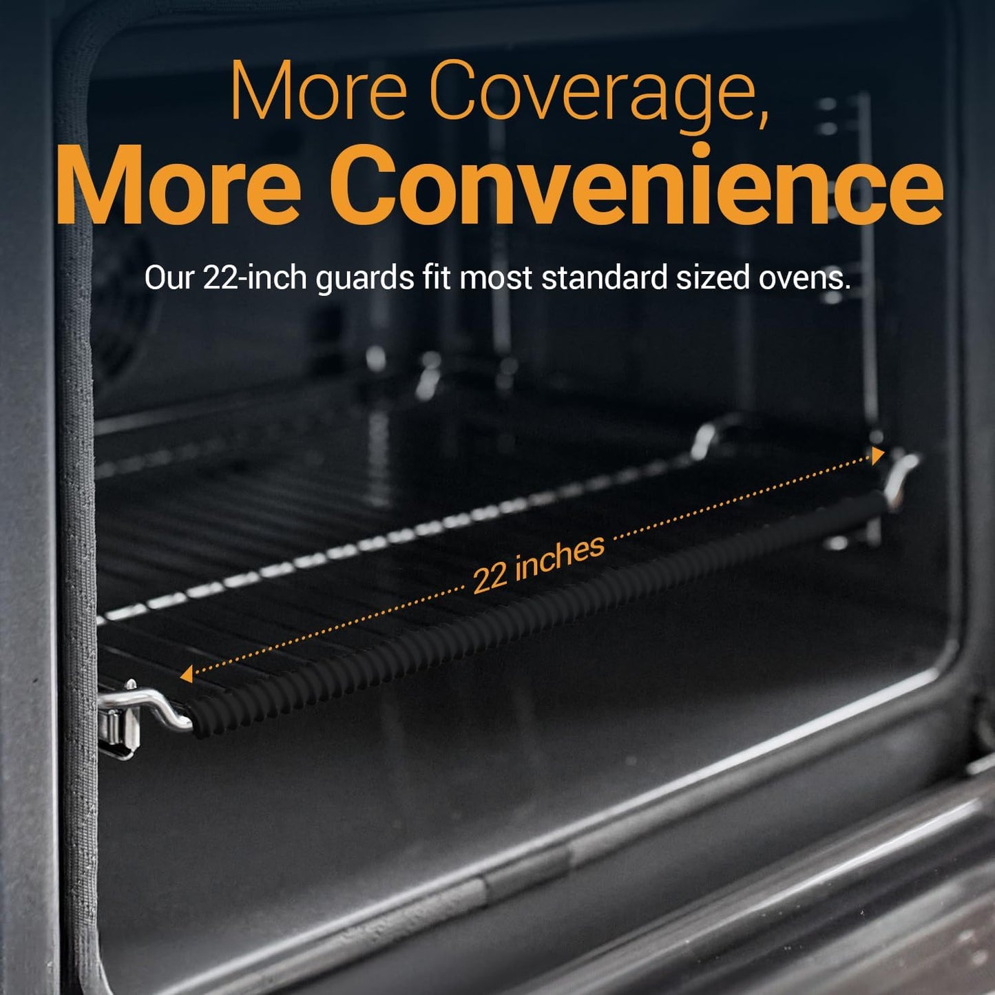 Linda’s Essentials Silicone Oven Rack Shields - Heat-Resistant Protectors | 22-Inch Black (2 Pack)