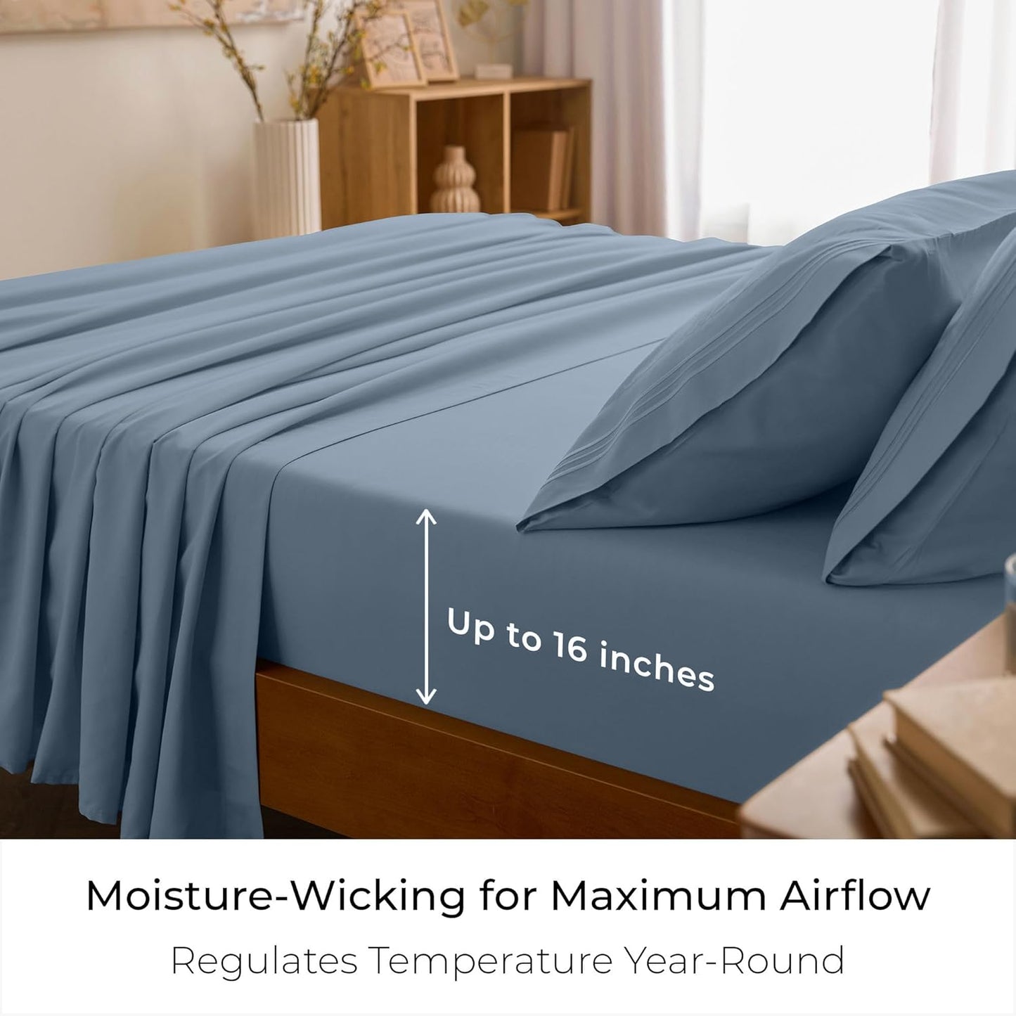 Mellanni Full Sheets Set - 4 PC Luxury Hotel Bedding | Extra Soft, Cooling & Stain Resistant (Full, Blue Hydrangea)
