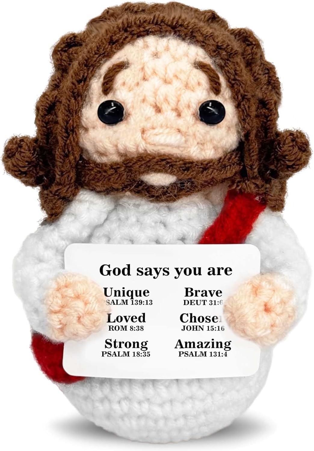 Mini Jesus Plush | Cute Christian Gift for Women & Kids - Red Crochet Stuffed Bible Decoration