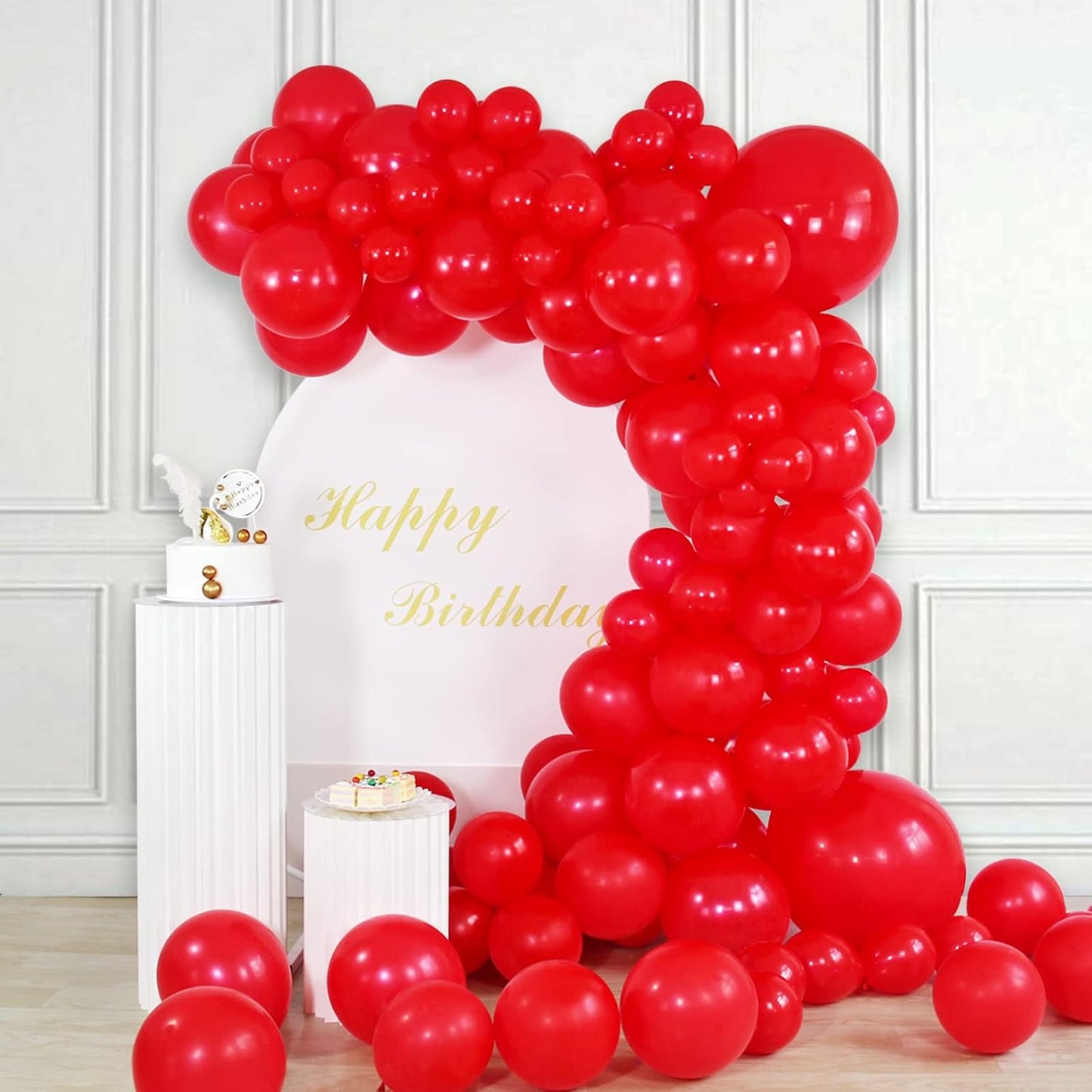 ASIYUHY Red Balloons - 12 Inch Thick Latex Helium Balloons with 2 Ribbon Rolls | Perfect for Christmas, Valentine's, Birthdays & Baby Showers