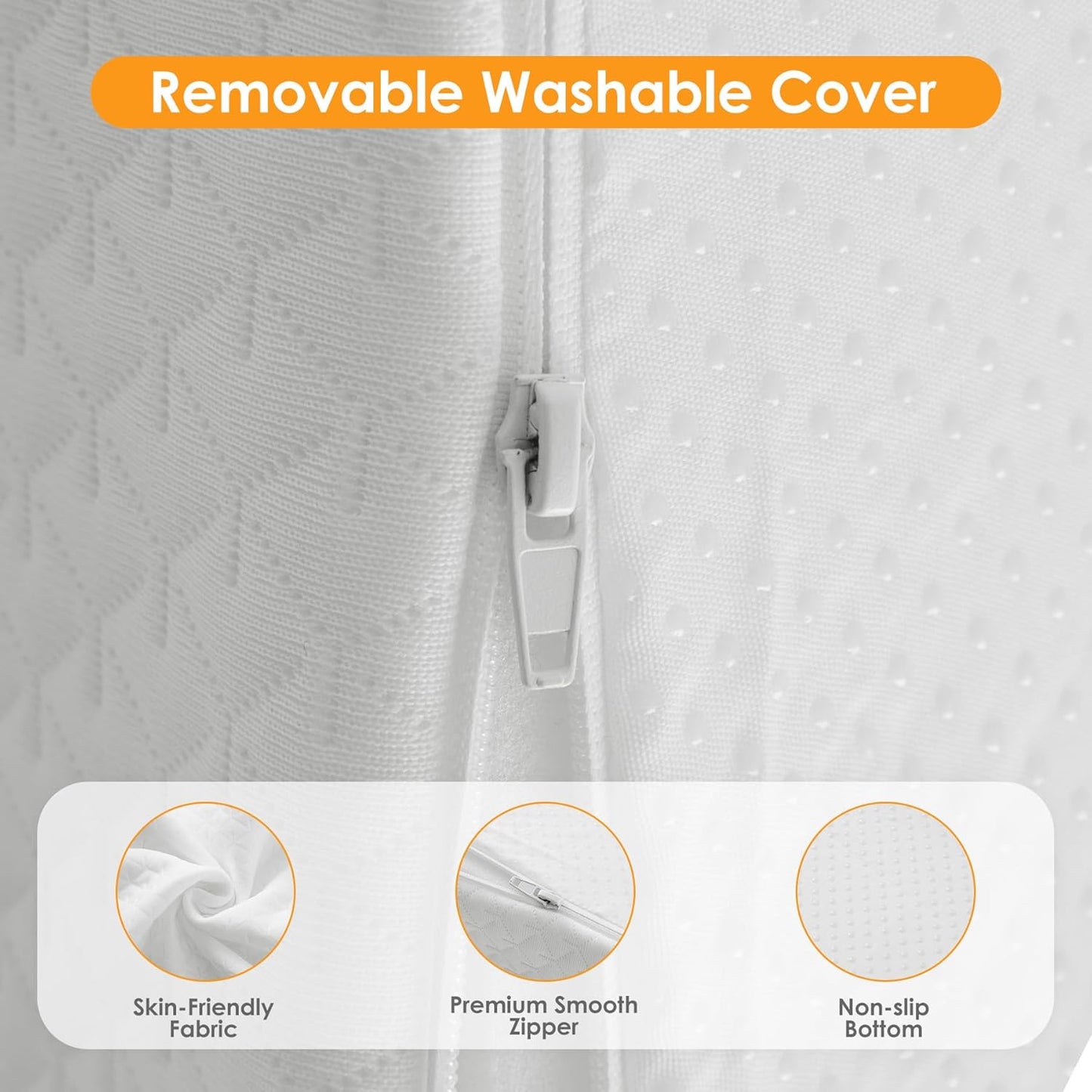 Ruqmuis Wedge Pillow - Acid Reflux Relief & Back Pain Support | 10" Elevated Sleeping Pillow, White