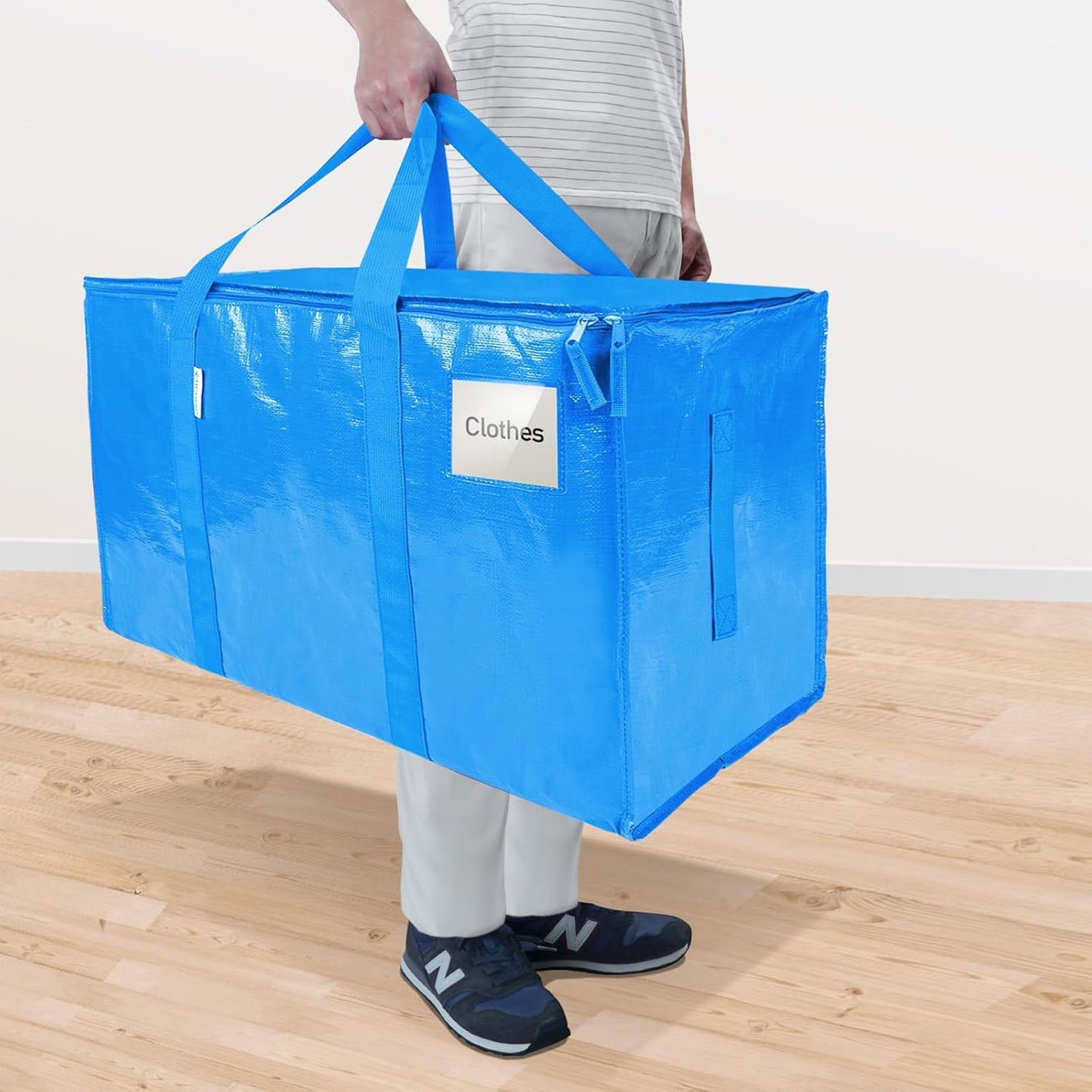 TICONN Extra Large Heavy-Duty Moving Bags - Durable Storage with Zippers & Handles | 6 Pack, Sky Blue
