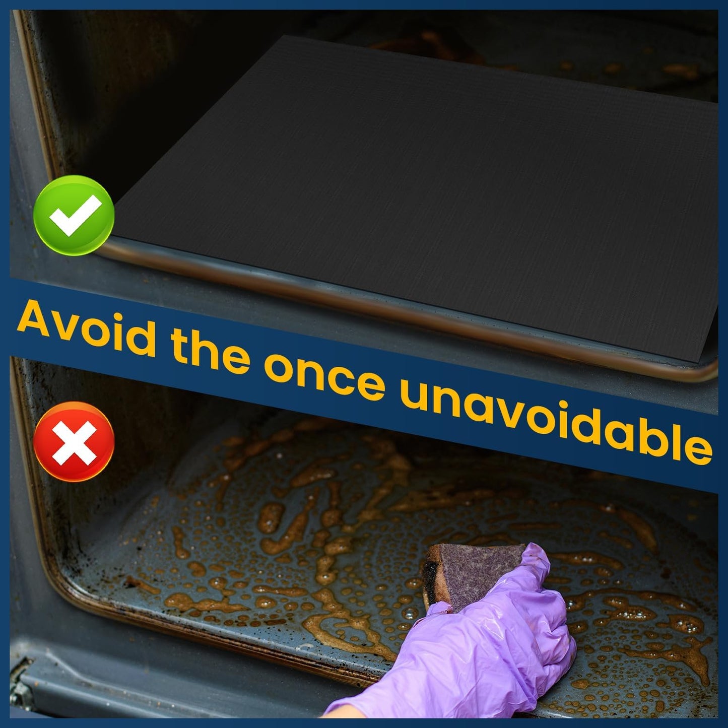 Skiennix Oven Liner - Heavy Duty Heat Resistant Drip Mat | 2 Pack for Electric Stoves & Grills