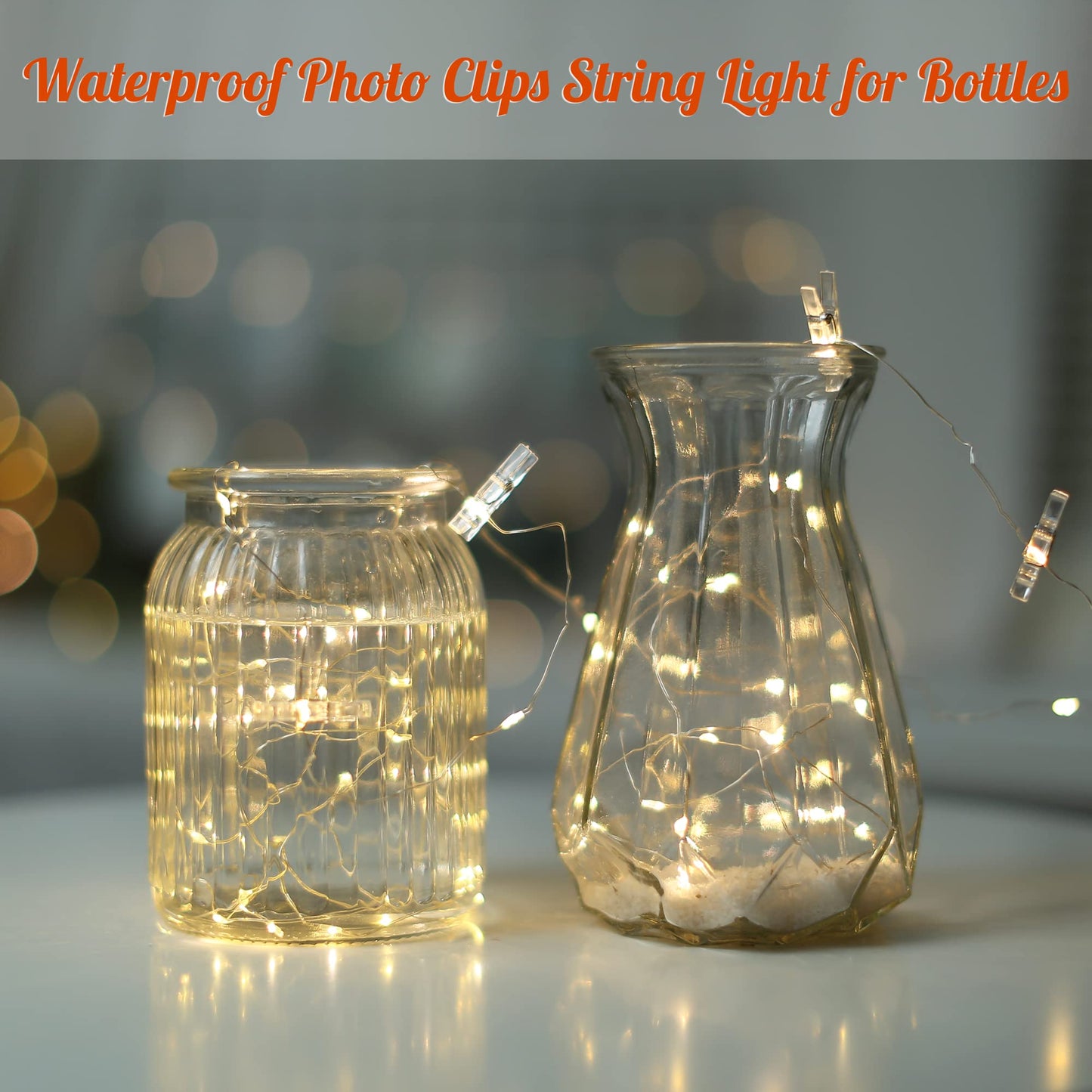 LUSHARBOR Photo Clips String Light, Fairy Lights with 51 Clear Clips, Battery Operated String Lights with Clips for Pictures, Room Decorations for Dorm Wall Bedroom