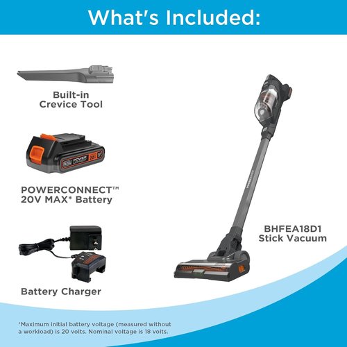 BLACK+DECKER POWERSERIES 20V MAX Cordless Stick Vacuum - Lightweight, Bagless, LED Lights, Ideal for Hardwood & Carpet
