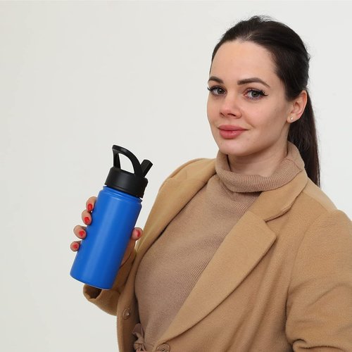 BJPKPK Insulated Water Bottle - 18oz Stainless Steel with Straw Lid | Leak-Proof, BPA-Free, Thermo-Army Green