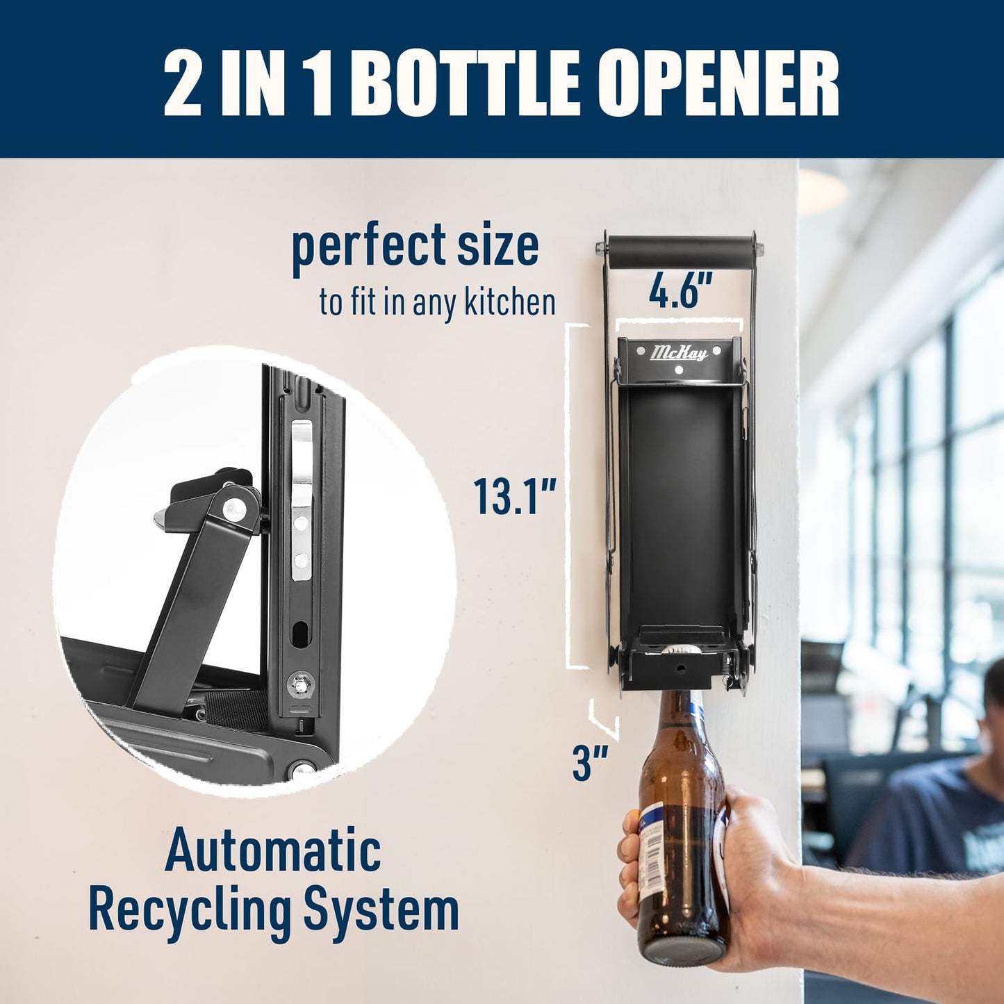 Mckay 16 Oz. and 12 Oz. Metal Can Crusher Auto Recycling, Heavy-Duty Can Crusher Wall Mounted, Can Smasher for Aluminum Seltzer, Soda, Beer Cans and Bottles for Recycling (Auto Type)