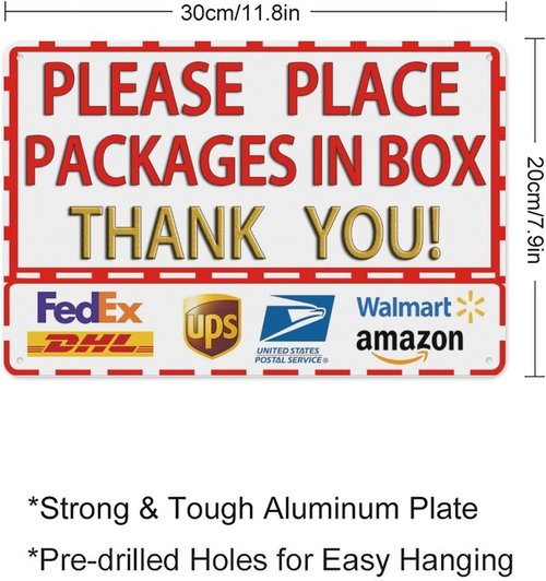Delivery Signs for Packages - Metal Package Delivery Box Instructions | 12 x 8 Inch Yard Sign