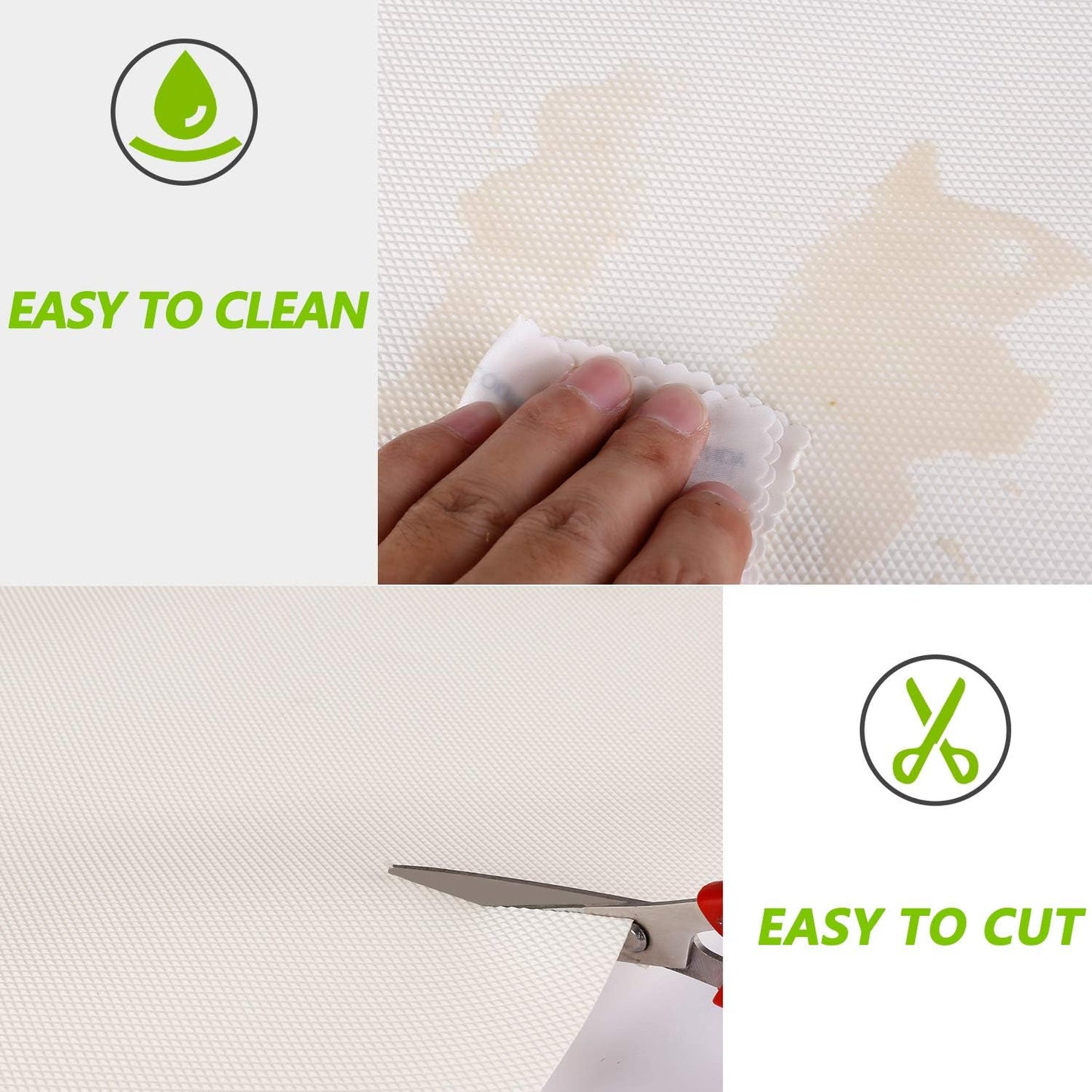 Skiennix Kitchen Shelf Liner - Non-Adhesive Waterproof Drawer Mats for Cabinets & Refrigerators