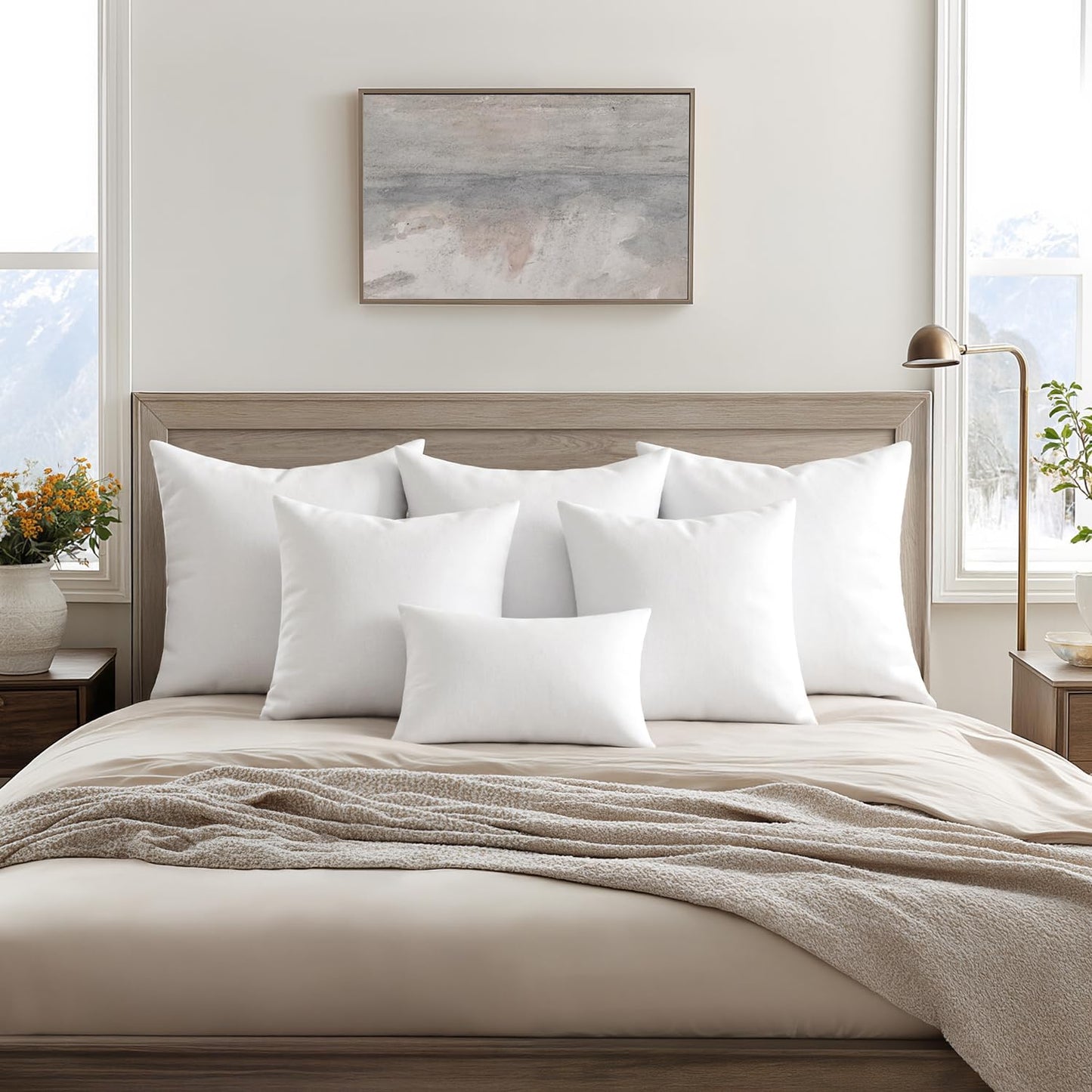 MIULEE Throw Pillow Inserts - Pack of 4 | 22x22 Inch | 100% Virgin Fiber Filling for Ultimate Comfort
