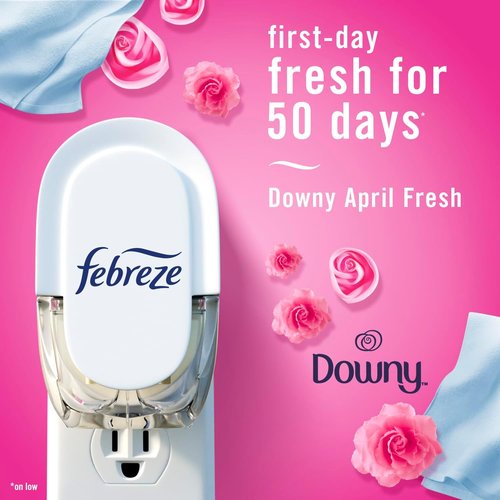Febreze Odor-Fighting PLUG Air Freshener Refills - Downy April Fresh & Mediterranean Lavender, 4 Pack (0.87 fl. oz. Each)