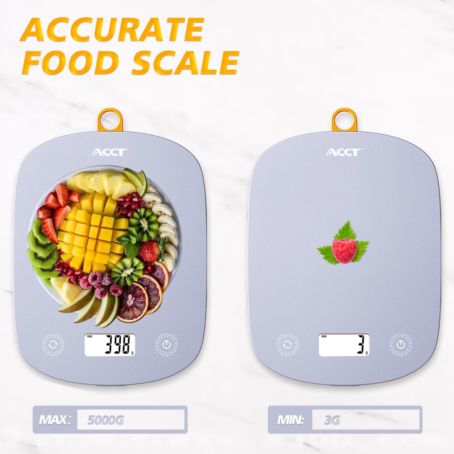 ACCT Digital Food Scale 11lb/0.1oz, Digital Kitchen Scale Weight in Grams & Oz, Cook Scale for Baking and Meal Prep, 6 Units with Tare Function, LCD Display (Purple)