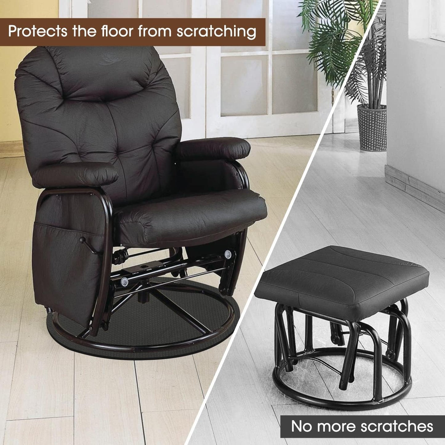 Skiennix Recliner Pads - Non-Slip Furniture Protectors for Hardwood Floors | Black, Pack of 1