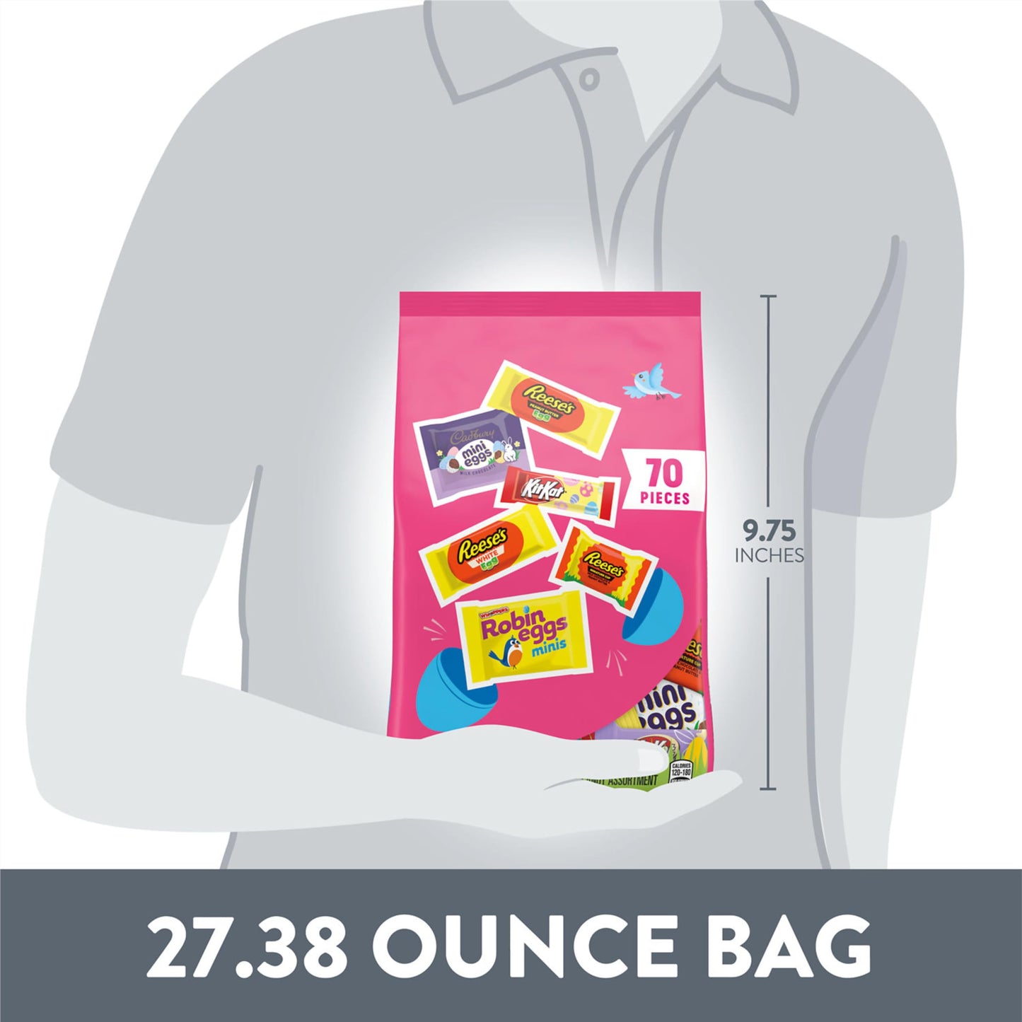 Hershey Assorted Flavored, Easter Candy Bag, 27.83 oz (70 Pieces)