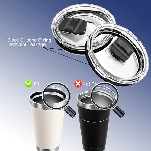 2-Pack 20oz Tumbler Lid Replacement Compatible with YETI 20 Tumbler, 16 oz Pints, 10/24 oz Mug and 10 oz Lowball, Travel Spill Proof Cup Lids Covers with Magnetic Slider Switch, BPA Free