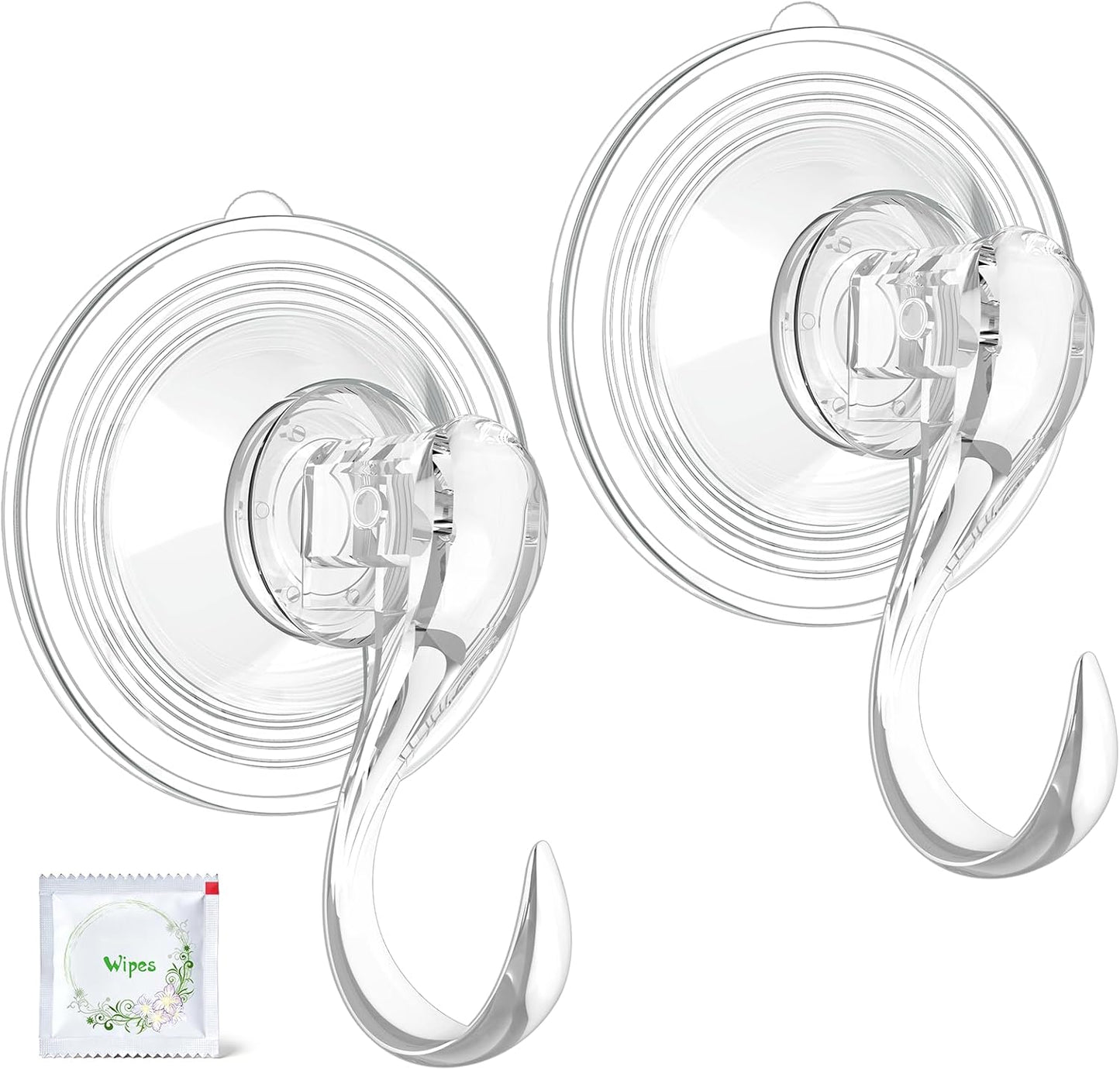 VIS'V Wreath Hanger - Heavy Duty Suction Cup Hooks, 22 LB Capacity, Clear, 2 Pack, Removable & Reusable