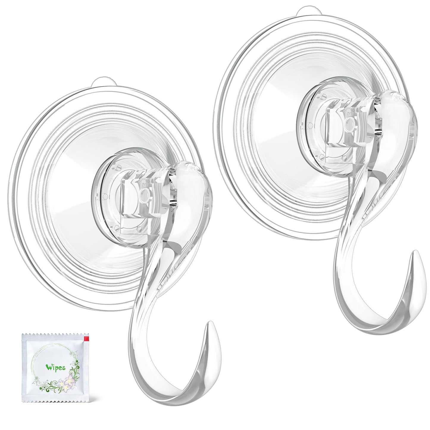 VIS'V Wreath Hanger, Large Suction Cup Wreath Hooks with Wipes, Heavy Duty, 22 LB Capacity, Removable and Reusable, Clear, 8 Pcs