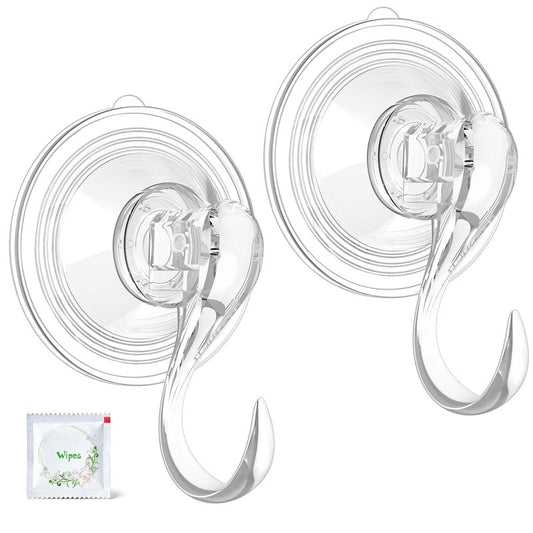 VIS'V Wreath Hanger, Large Suction Cup Wreath Hooks with Wipes, Heavy Duty, 22 LB Capacity, Removable and Reusable, Clear, 6 Pcs