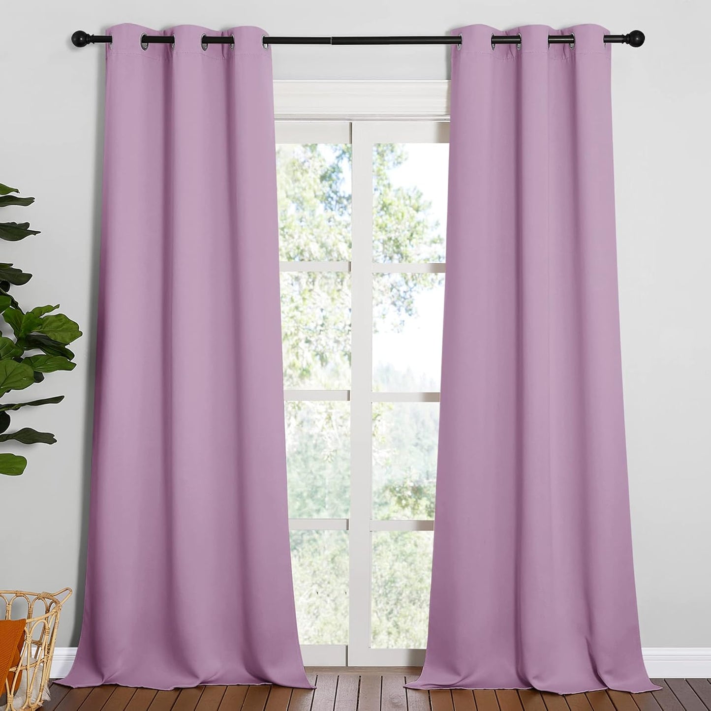 NICETOWN Room Darkening Drapes - Light Blocking Curtain Panels for Nursery & Bedroom | Soft Lilac Fabric, 42" x 95" (1 Pair)
