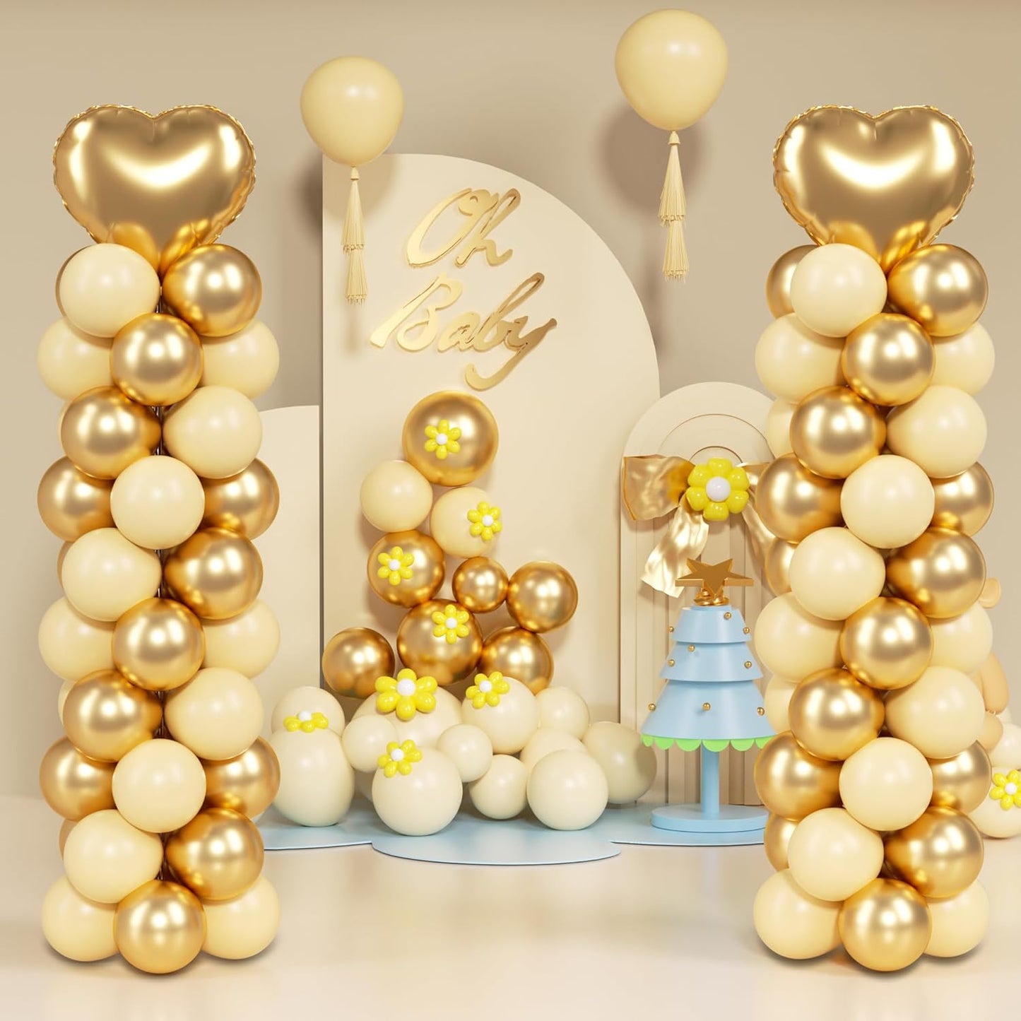 Skiennix Balloon Column Stand Kit - 7 Feet Adjustable Height for Graduation, Wedding & Party Decor