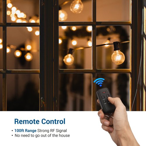 DEWENWILS Outdoor Dimmer for String Lights, Remote Dimmer Switch, Weatherproof Dimmer Plug, 100FT Range, Compatible with Dimmable LED/Tungsten Bulbs