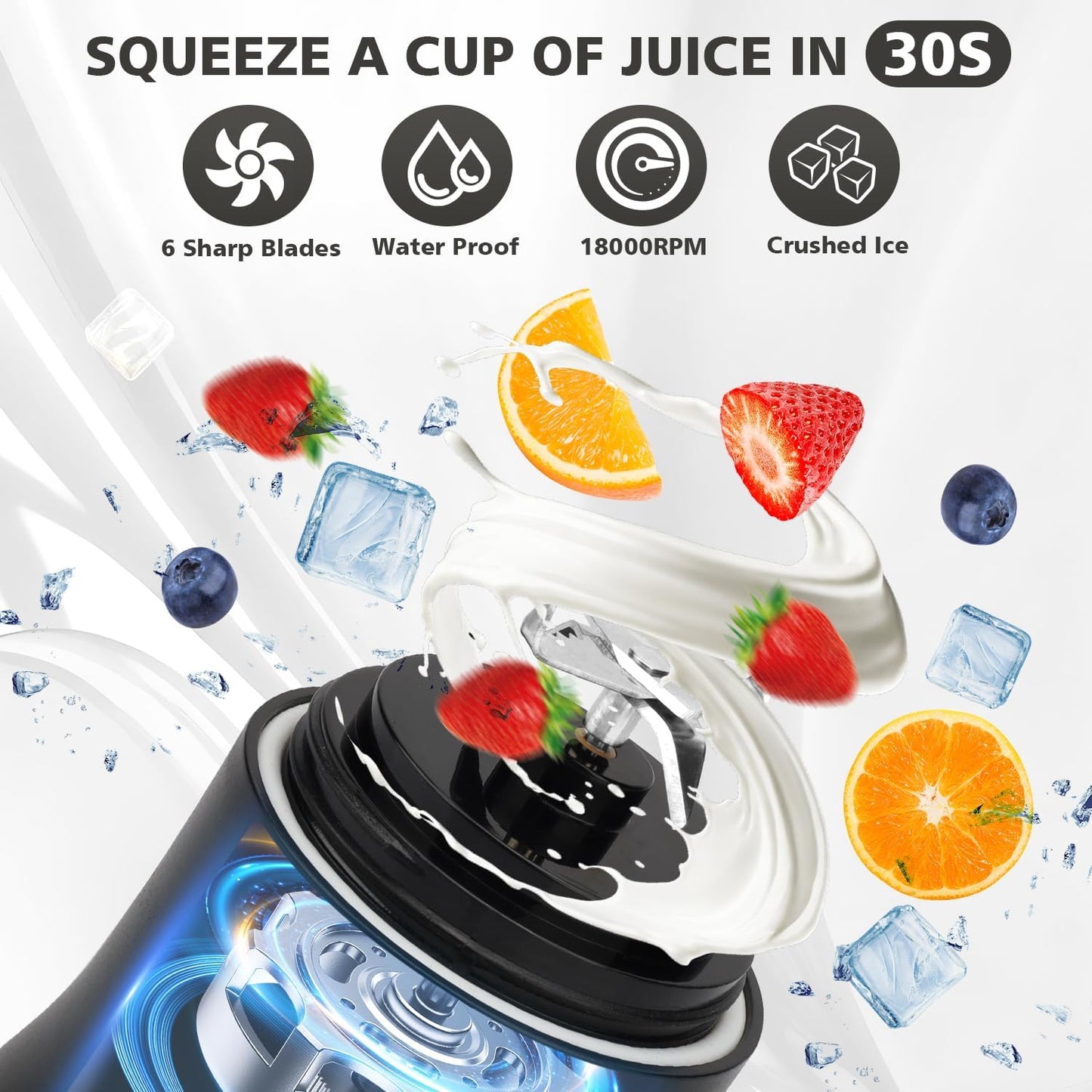 Skiennix Portable Blender - 20 OZ Personal Juicer for Shakes & Smoothies | USB-C Rechargeable, Travel-Friendly