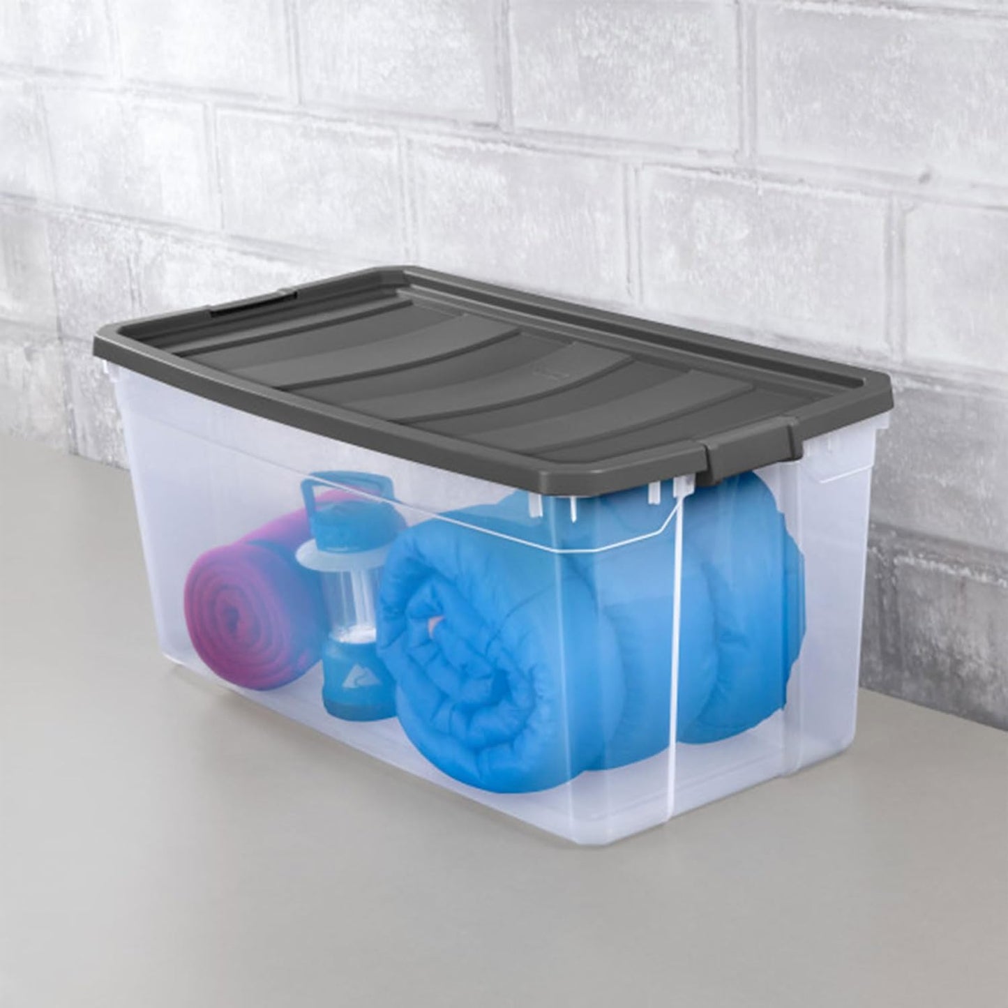 Sterilite 3-Pack Modular Stacker Boxes - Durable Clear Plastic Storage Bins with Latching Lids | 200 Quart for Closet, Bathroom, Office