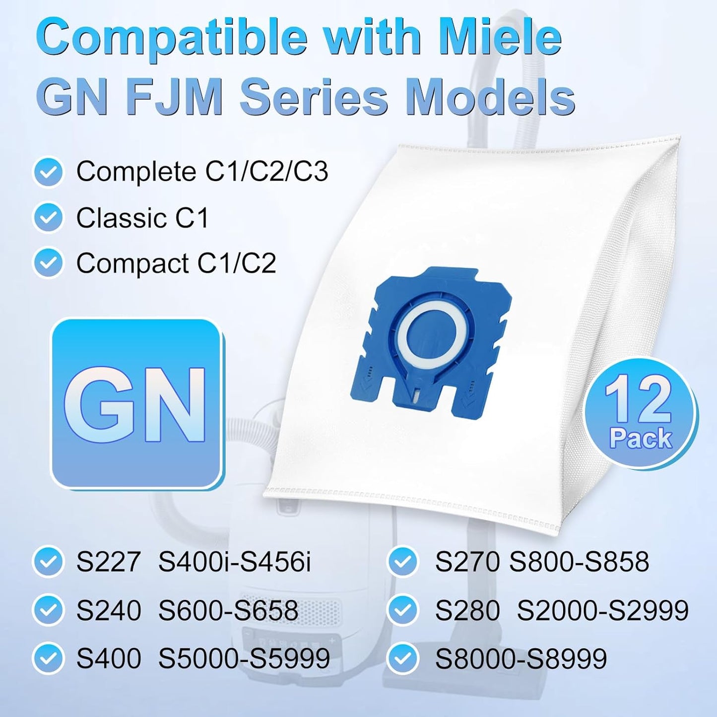 Miele 3D Airclean Dust Bags - Premium Replacement for Classic C1, Complete C1-C3, S-Series