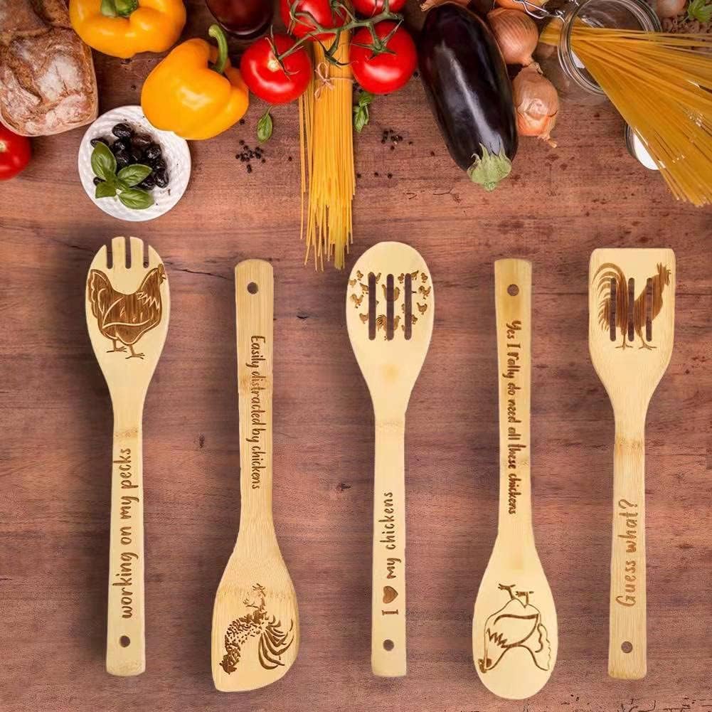 Chicken Wooden Spoons for Cooking Cute Chicken Kitchen Accessories Rooster Kitchen Decor Farmhouse Chicken Kitchen Utensils Funny Chicken Gifts for Women
