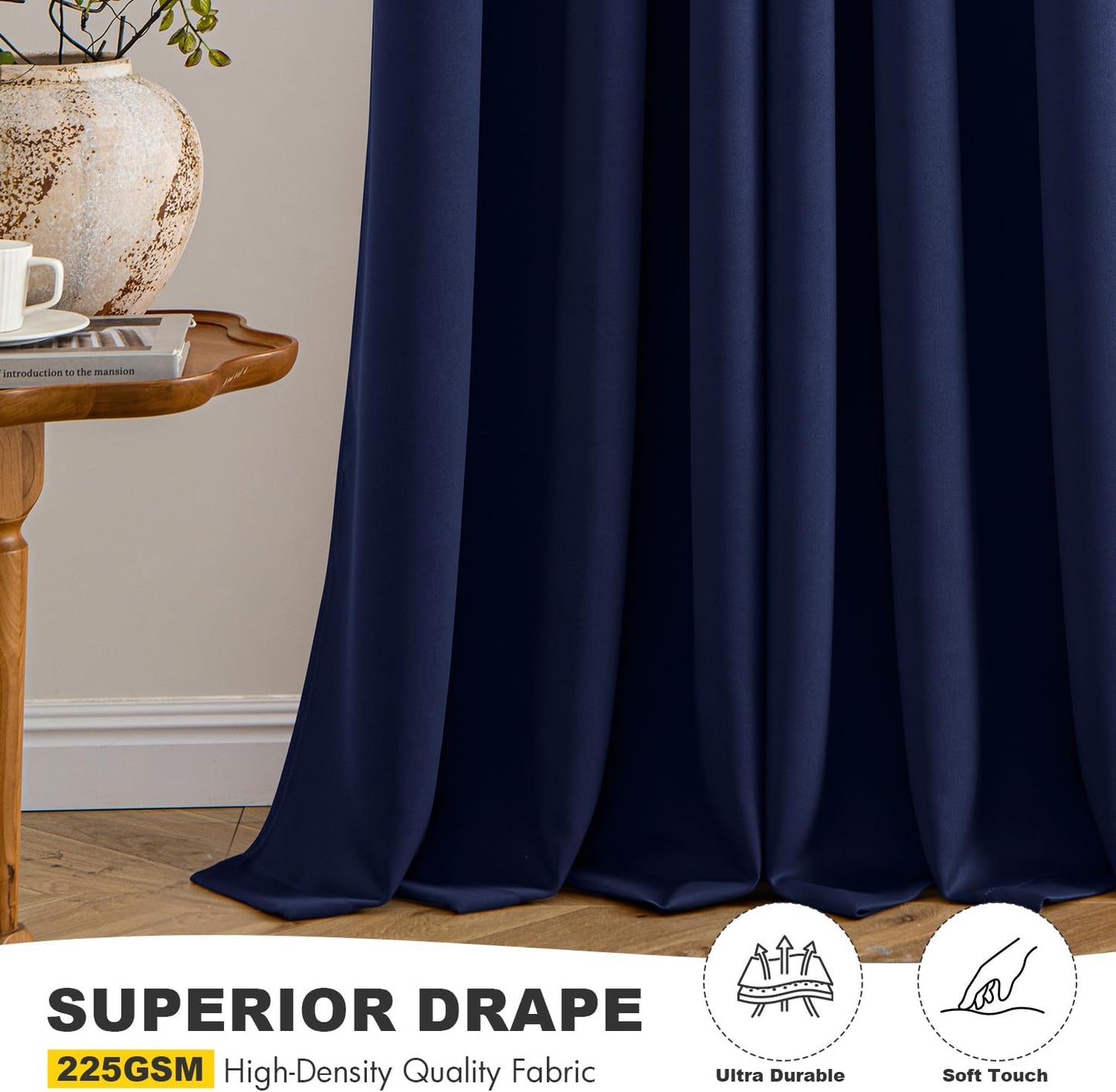MIULEE Navy Blue Blackout Curtains - Thermal Insulated Room Darkening Drapes | 40 x 48 Inches, 2 Panels
