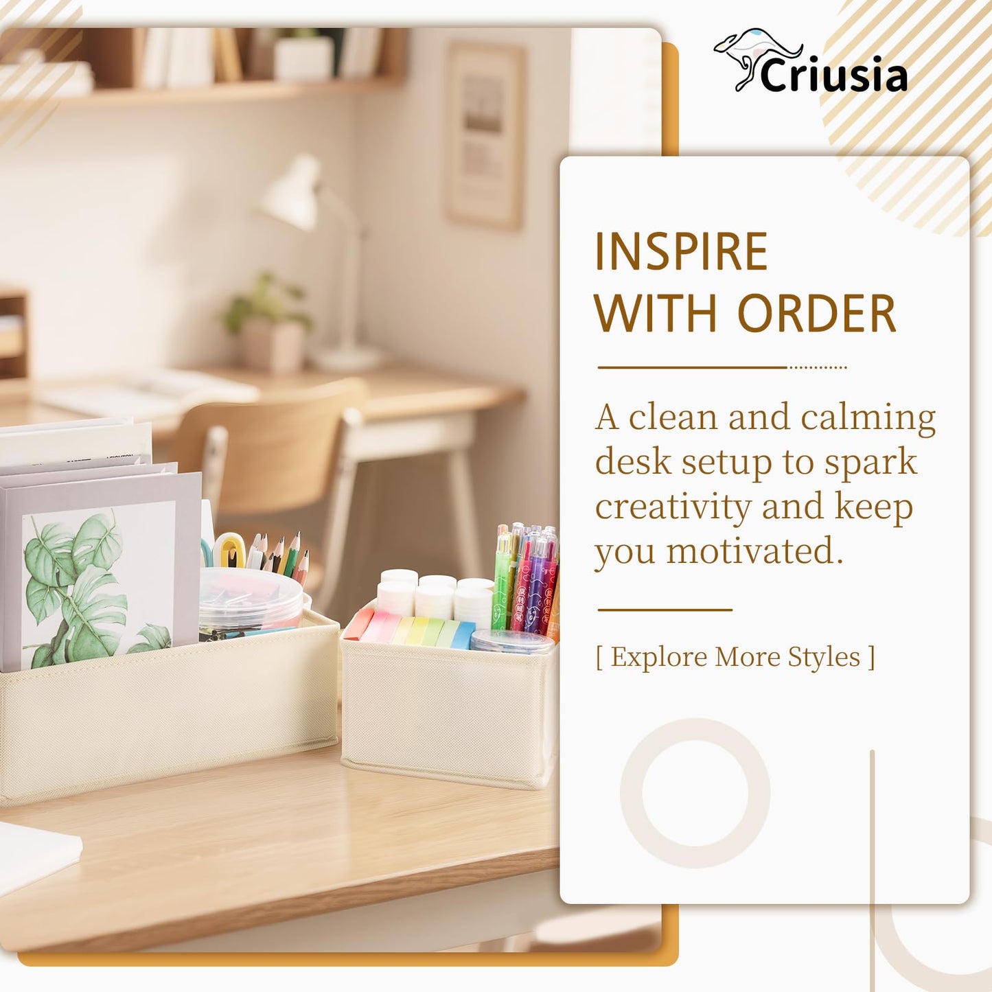 Criusia 15 Pack Drawer Organizer for Clothes, Foldable Dresser Dividers with 3 Sizes, Fabric Storage Bins – Beige