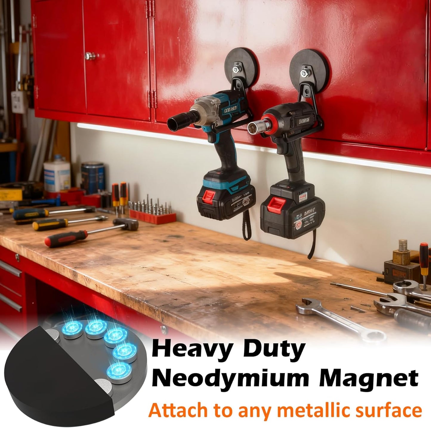 MUTUACTOR Heavy-Duty Magnetic Hooks - 40lbs Anti-Scratch Strength | 2-Pack for Garage Organization