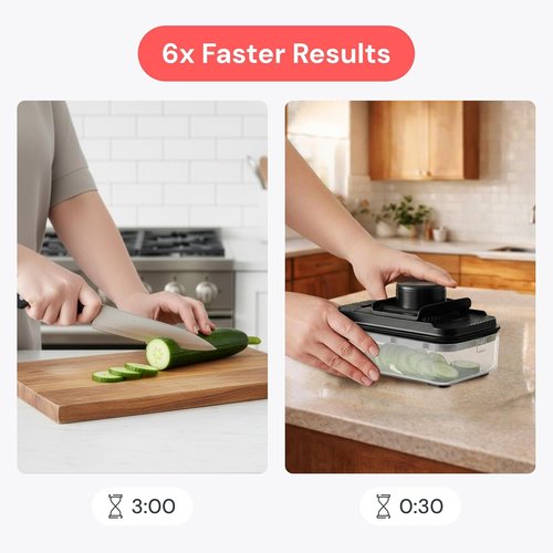 Fullstar Vegetable Chopper & Mandoline Slicer - 2-in-1 Kitchen Gadget for Quick Food Prep | Black