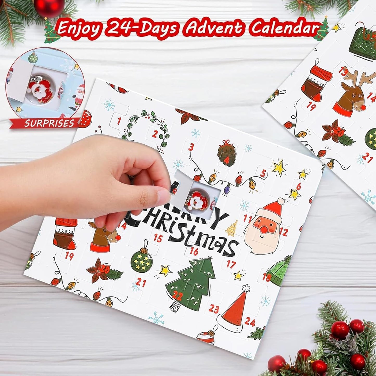 Skiennix Christmas Advent Calendar Bracelets 2024 - 24-Day Countdown with 22 Charms & 2 Bracelets for Girls & Teens