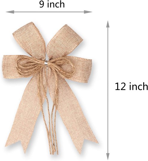 Hongsome Burlap Jute Hemp Rope Bows - Rustic Farmhouse Decor for Wreaths & Gift Wrapping | 2 Pack