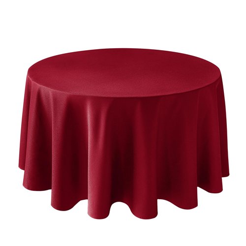 Biscaynebay Textured Fabric Christmas Round Table Cloth 90", Red Water Resistant Spill Proof Folding Table Covers for Dining, Kitchen, Wedding & Parties Machine Washable