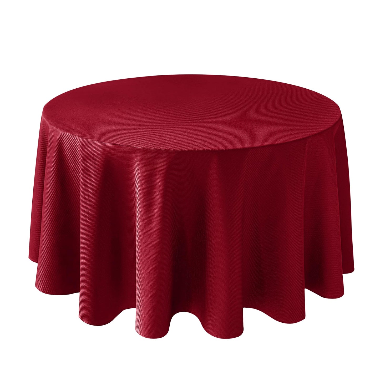 Biscaynebay Textured Fabric Round Christmas Table Cloths 108", Red Water Resistant Folding Table Covers for Dining, Kitchen, Wedding and Parties etc. Machine Washable