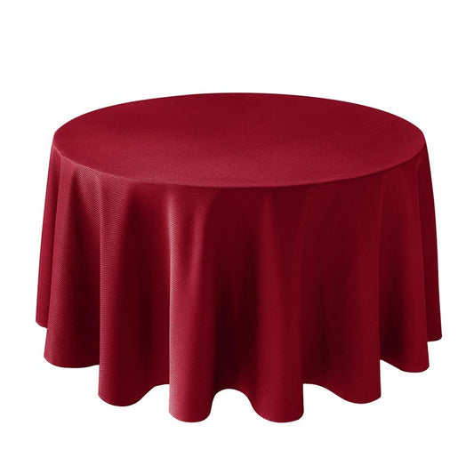 Biscaynebay Textured Fabric Round Christmas Table Cloths 108", Red Water Resistant Folding Table Covers for Dining, Kitchen, Wedding and Parties etc. Machine Washable